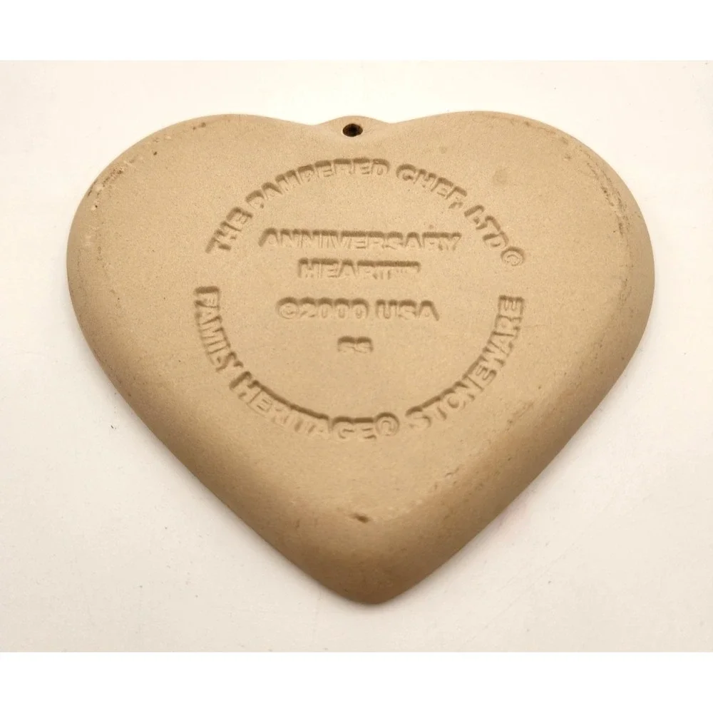 Pampered Chef Anniversary Heart Cookie Mold 2000 Family Heritage Stoneware Vtg